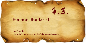 Horner Bertold névjegykártya